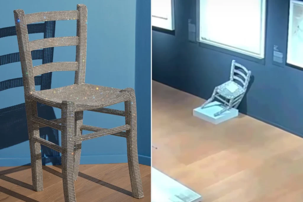 The “Van Gogh” chair, before and after it was damaged. Palazzo Maffei Verona
